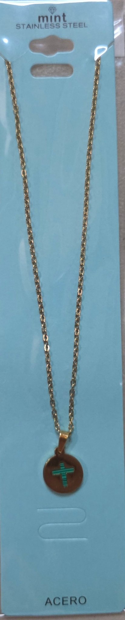 Gold Cross Chain Necklace Colored Medal Stainless Steel - Angelique Boutique