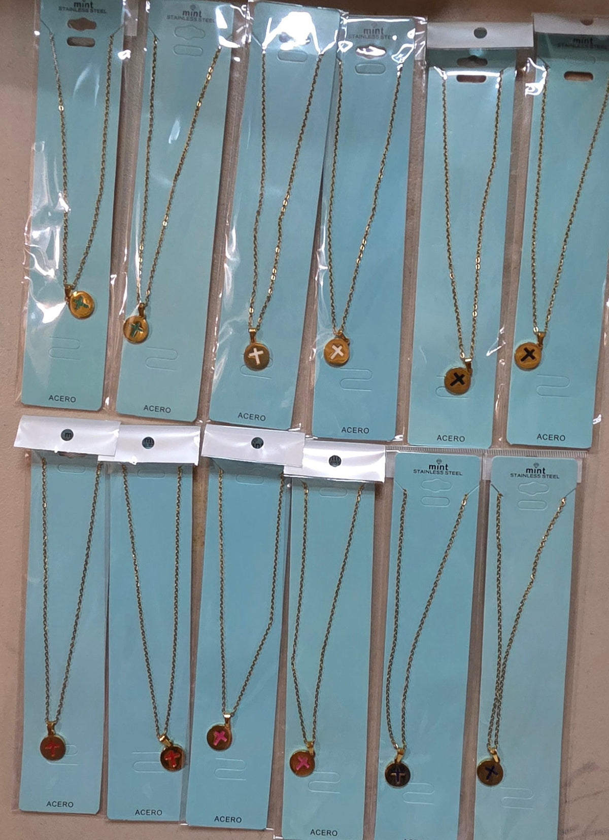Gold Cross Chain Necklace Colored Medal Stainless Steel - Angelique Boutique