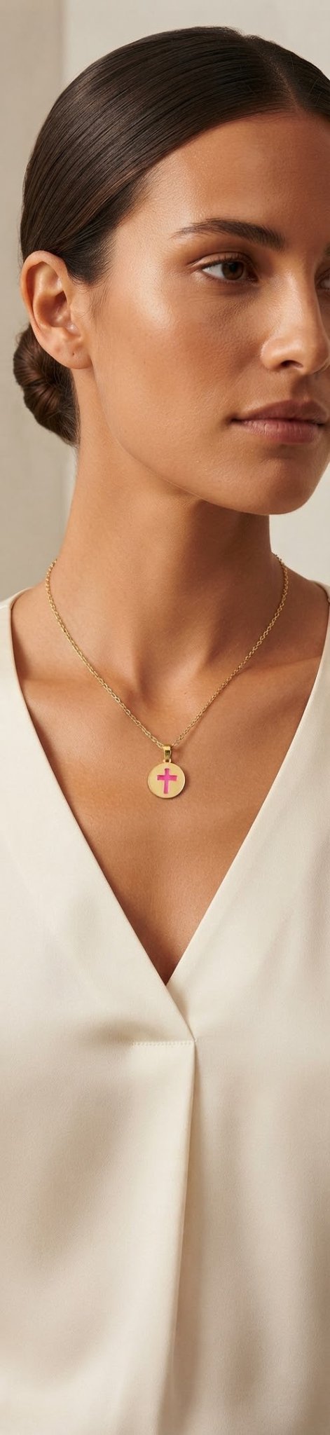 Gold Cross Chain Necklace Colored Medal Stainless Steel - Angelique Boutique