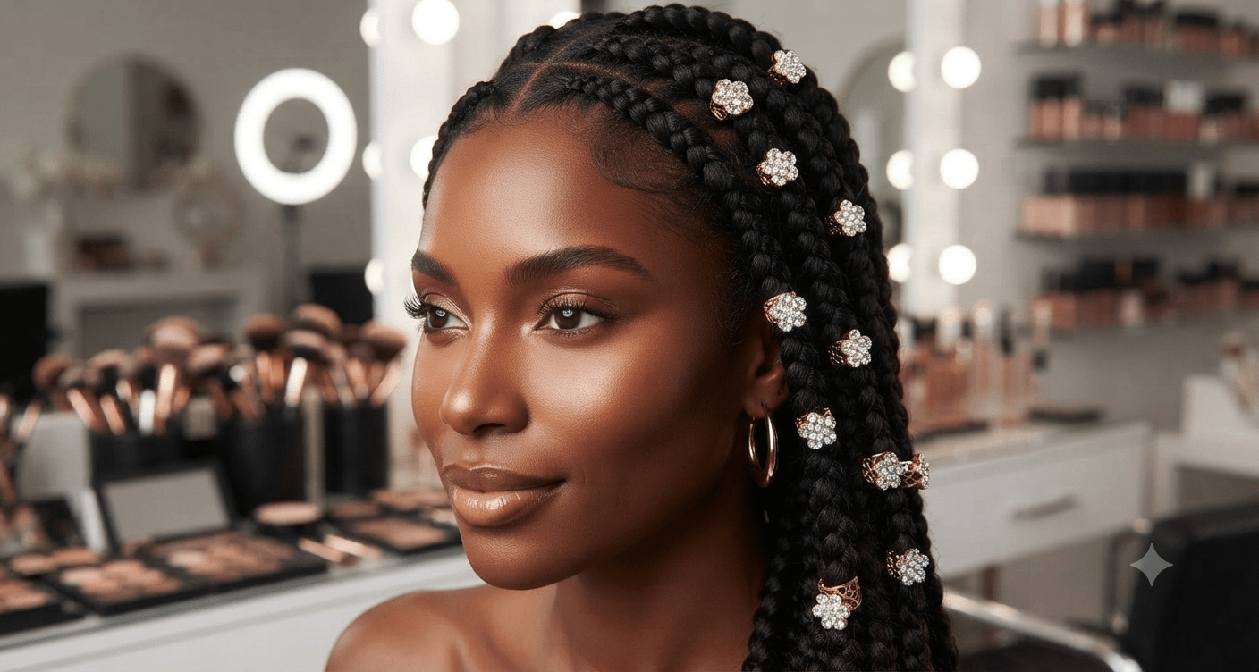 Gold Floral Hair Braid Rings Set – 6 Pieces - Angelique Boutique