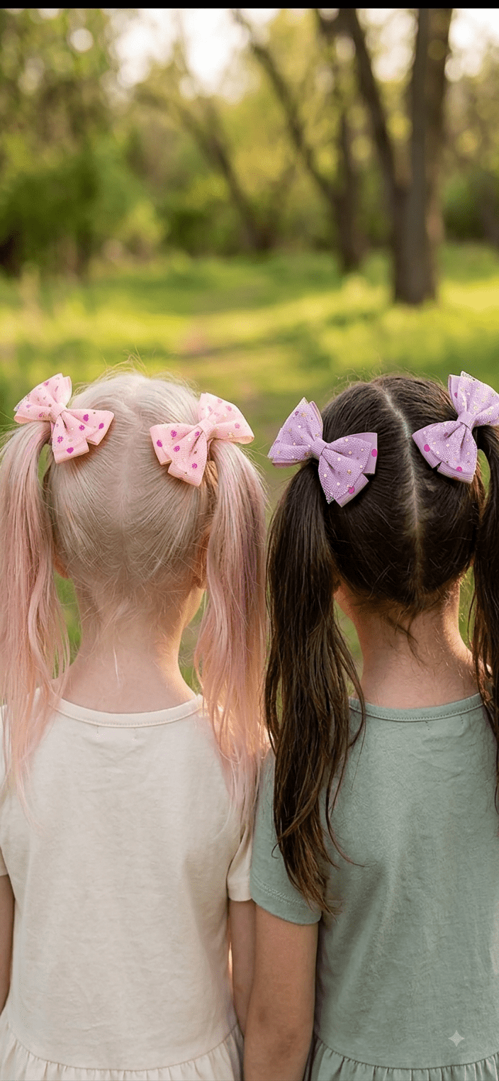 Hair Bow Set of 4 – Assorted Colors & Styles - Angelique Boutique