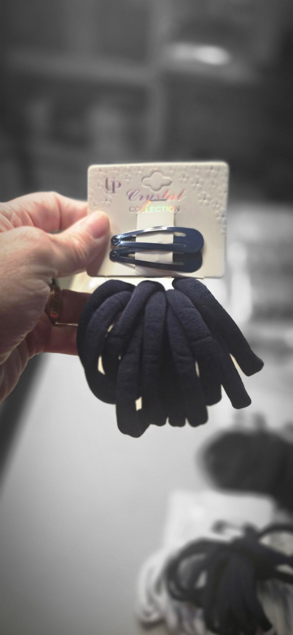 Hair Ties Set of 10 and 2 Pins – White Black Navy Blue - Angelique Boutique