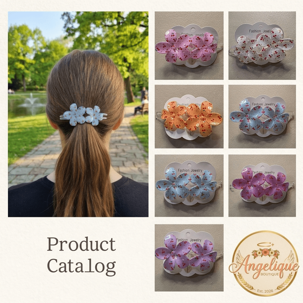 Hawaiian cherry hair bows - Angelique Boutique