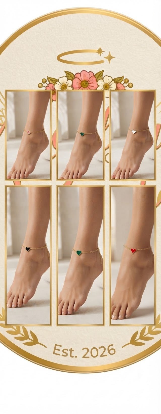 Heart Charm Anklet – Stainless Steel Gold & Silver - Angelique Boutique