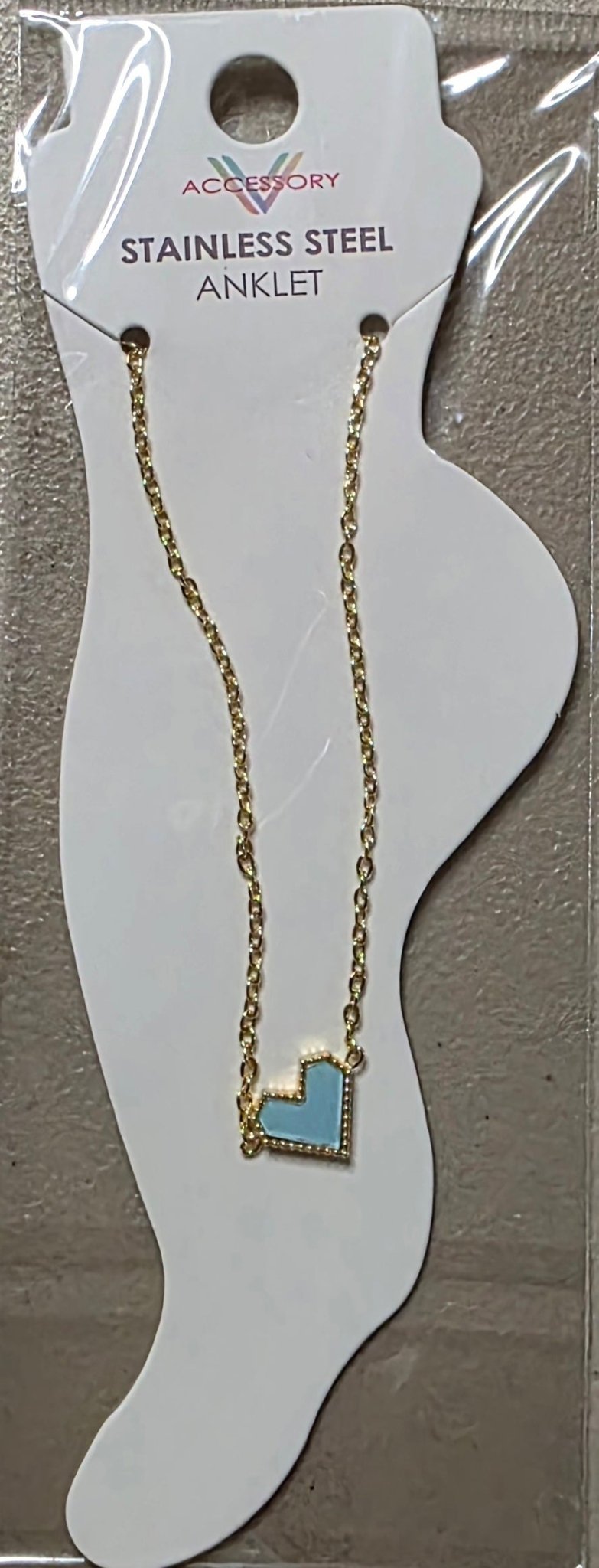 Heart Charm Anklet – Stainless Steel Gold & Silver - Angelique Boutique