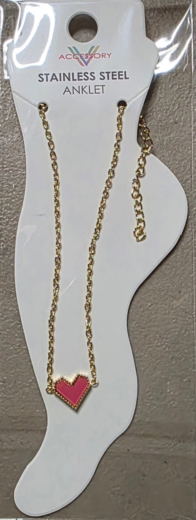 Heart Charm Anklet – Stainless Steel Gold & Silver - Angelique Boutique