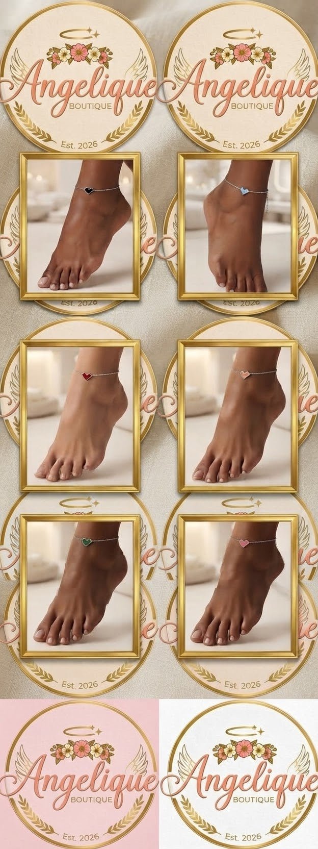 Heart Charm Anklet – Stainless Steel Gold & Silver - Angelique Boutique