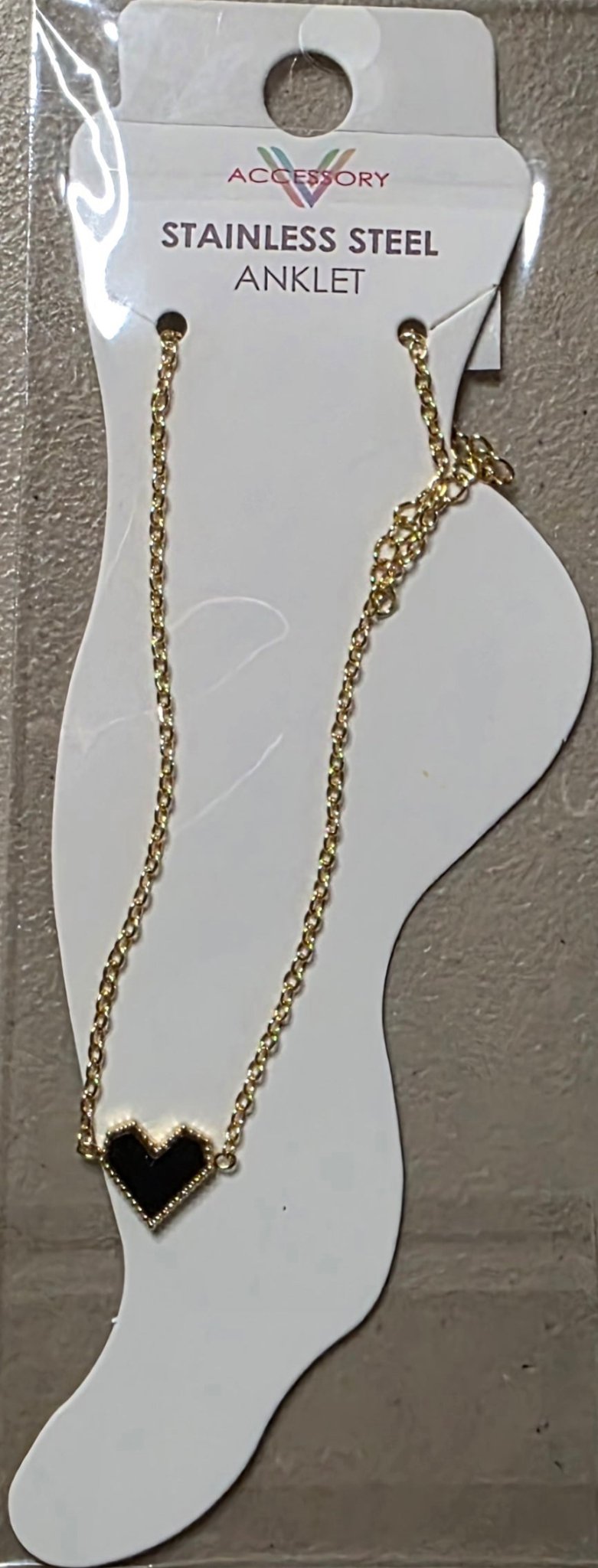 Heart Charm Anklet – Stainless Steel Gold & Silver - Angelique Boutique