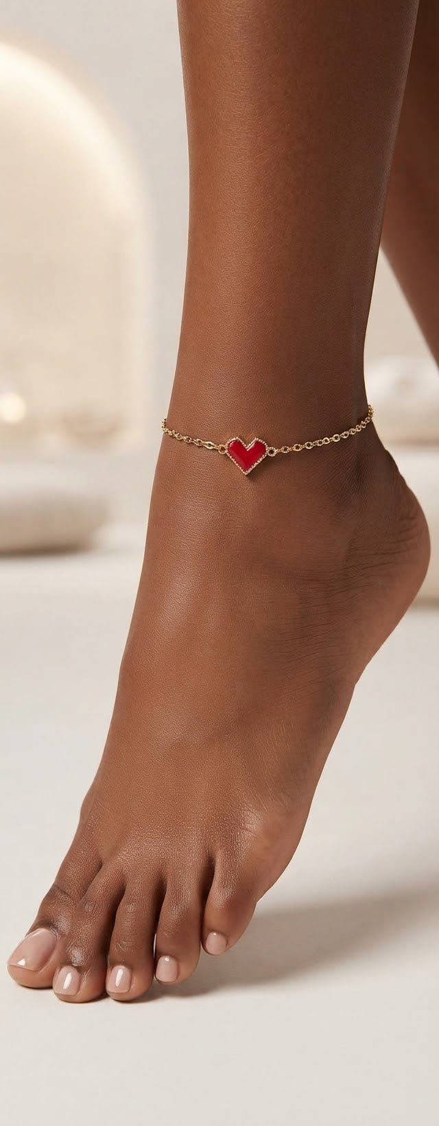 Heart Charm Anklet – Stainless Steel Gold & Silver - Angelique Boutique