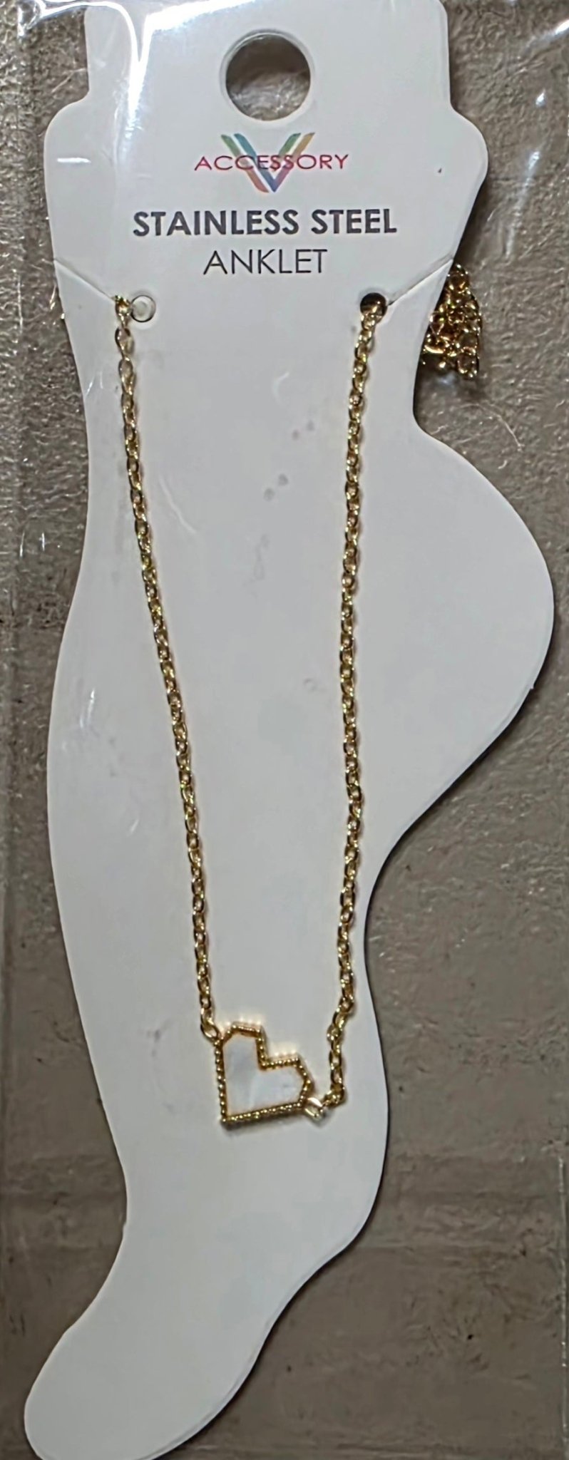 Heart Charm Anklet – Stainless Steel Gold & Silver - Angelique Boutique
