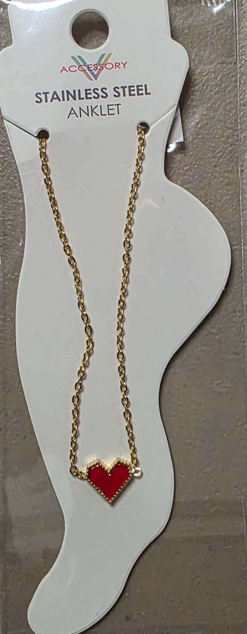 Heart Charm Anklet – Stainless Steel Gold & Silver - Angelique Boutique