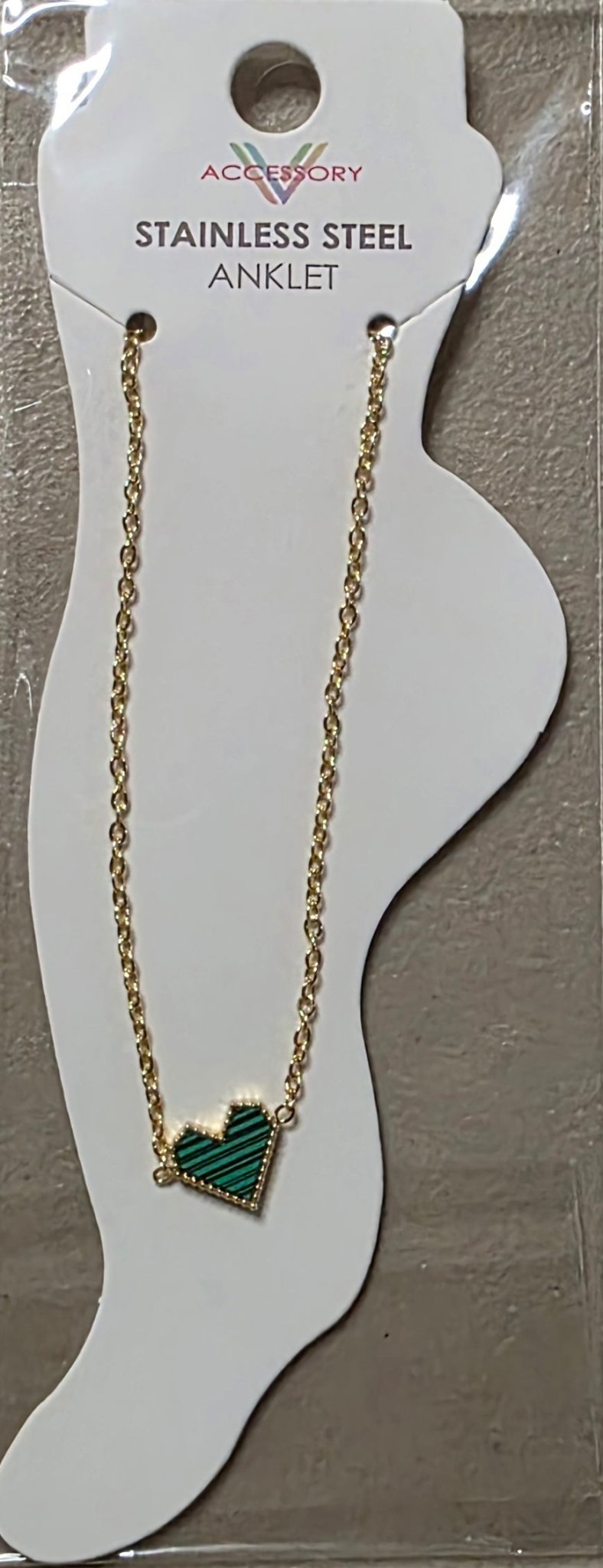 Heart Charm Anklet – Stainless Steel Gold & Silver - Angelique Boutique