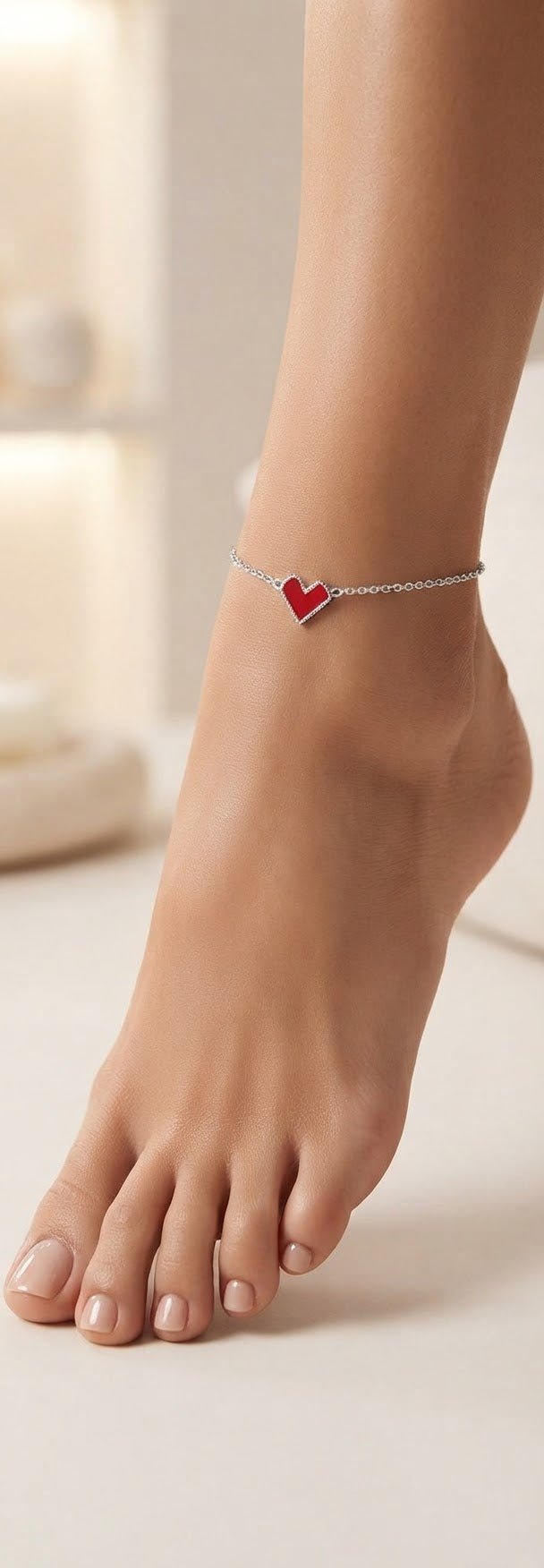 Heart Charm Anklet – Stainless Steel Gold & Silver - Angelique Boutique