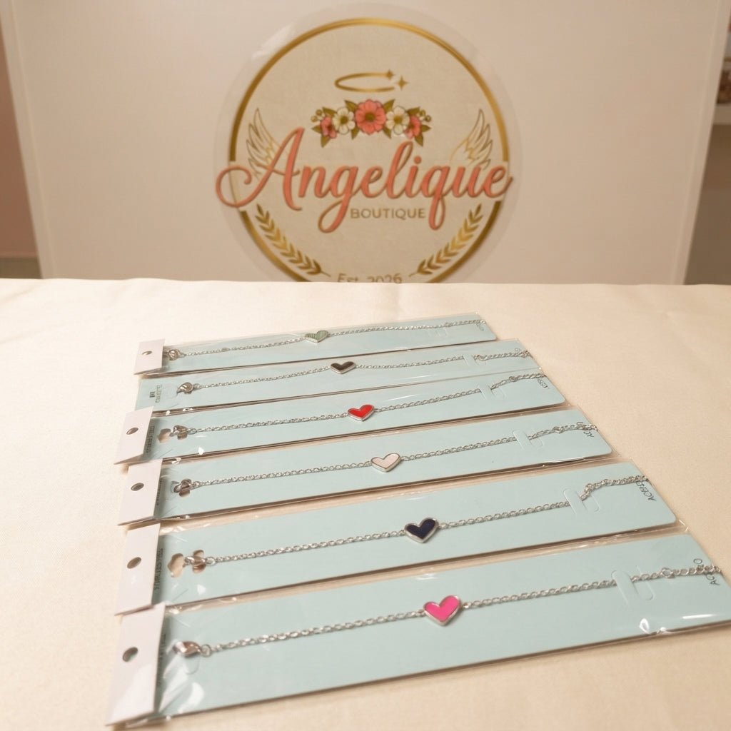 Heart Charm Bracelet – Stainless Steel Gold & Silver - Angelique Boutique