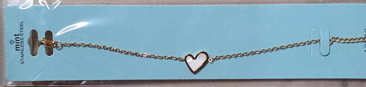 Heart Charm Bracelet – Stainless Steel Gold & Silver - Angelique Boutique