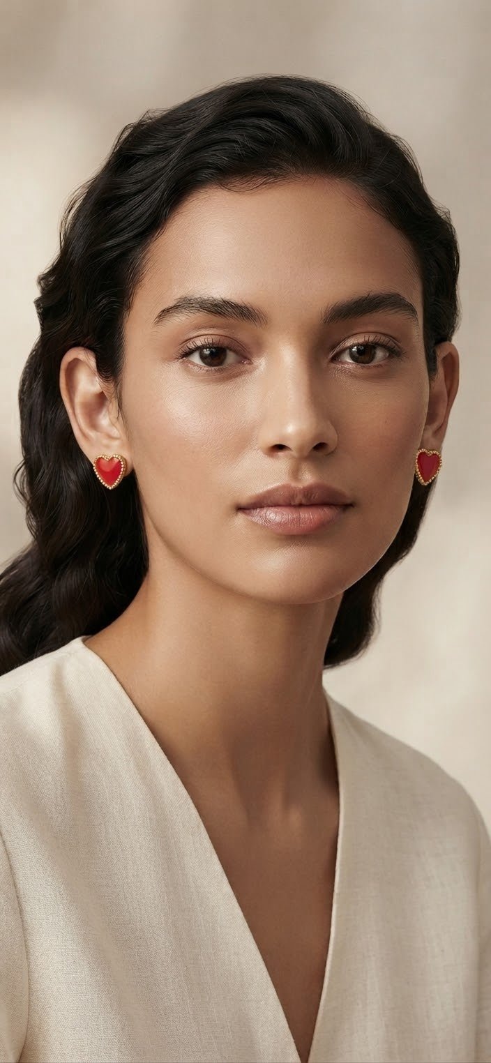 Heart Earrings with Gold Details – 6 Colors | Angelique Boutique - Angelique Boutique