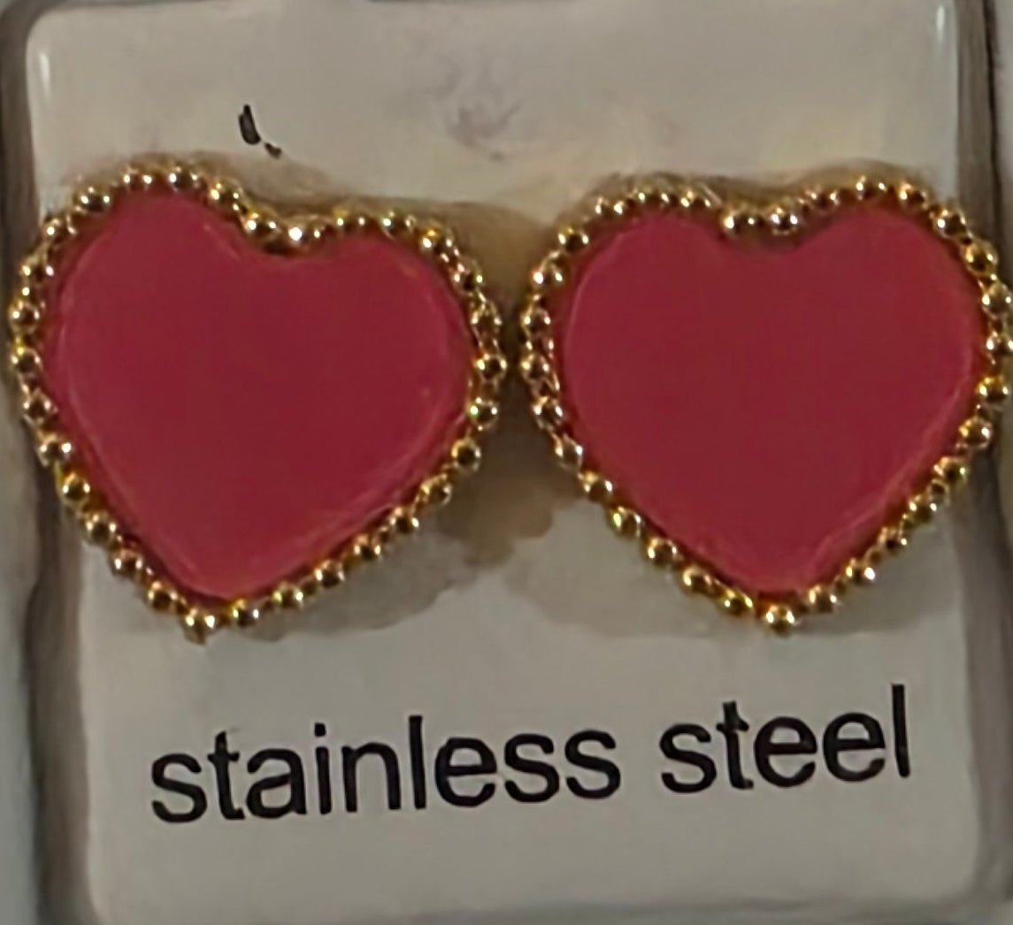 Heart Earrings with Gold Details – 6 Colors | Angelique Boutique - Angelique Boutique