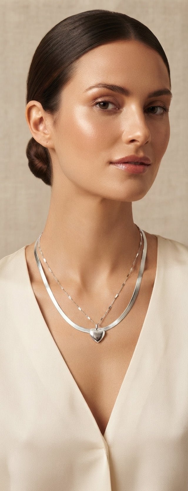 Double chain colored heart necklace stainless steel women jewelry Angelique Boutique
