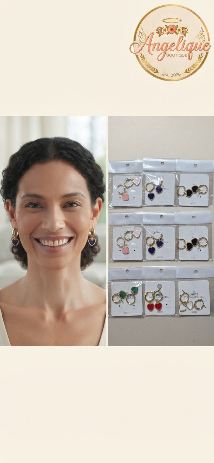 Heart Stainless Steel Earrings for Women – Gold & Silver - Angelique Boutique