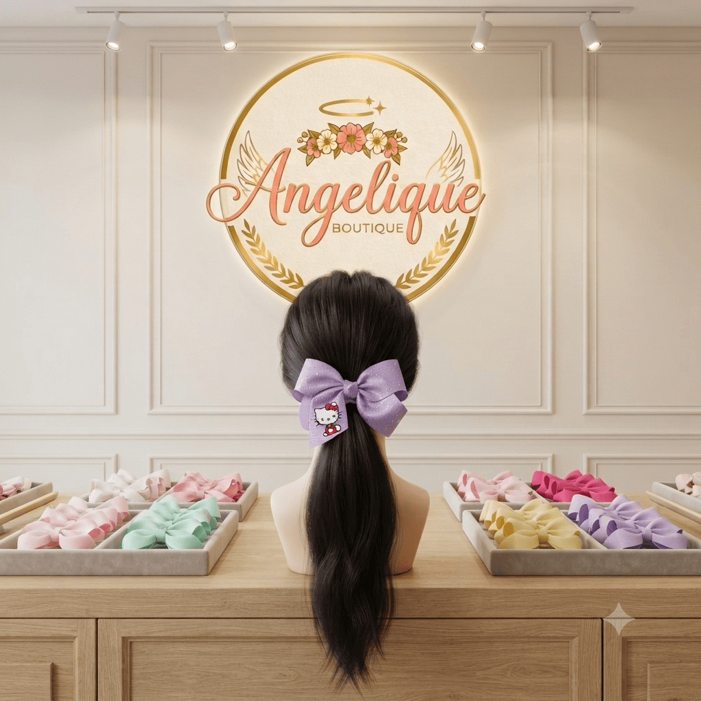 Hello Kitty Big Glitter Hair Bow for Girls - Angelique Boutique