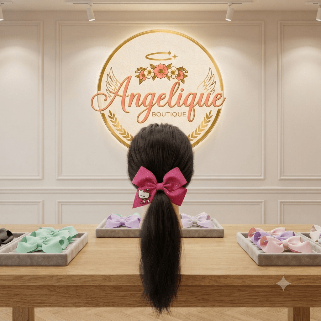 Hello Kitty Big Glitter Hair Bow for Girls - Angelique Boutique