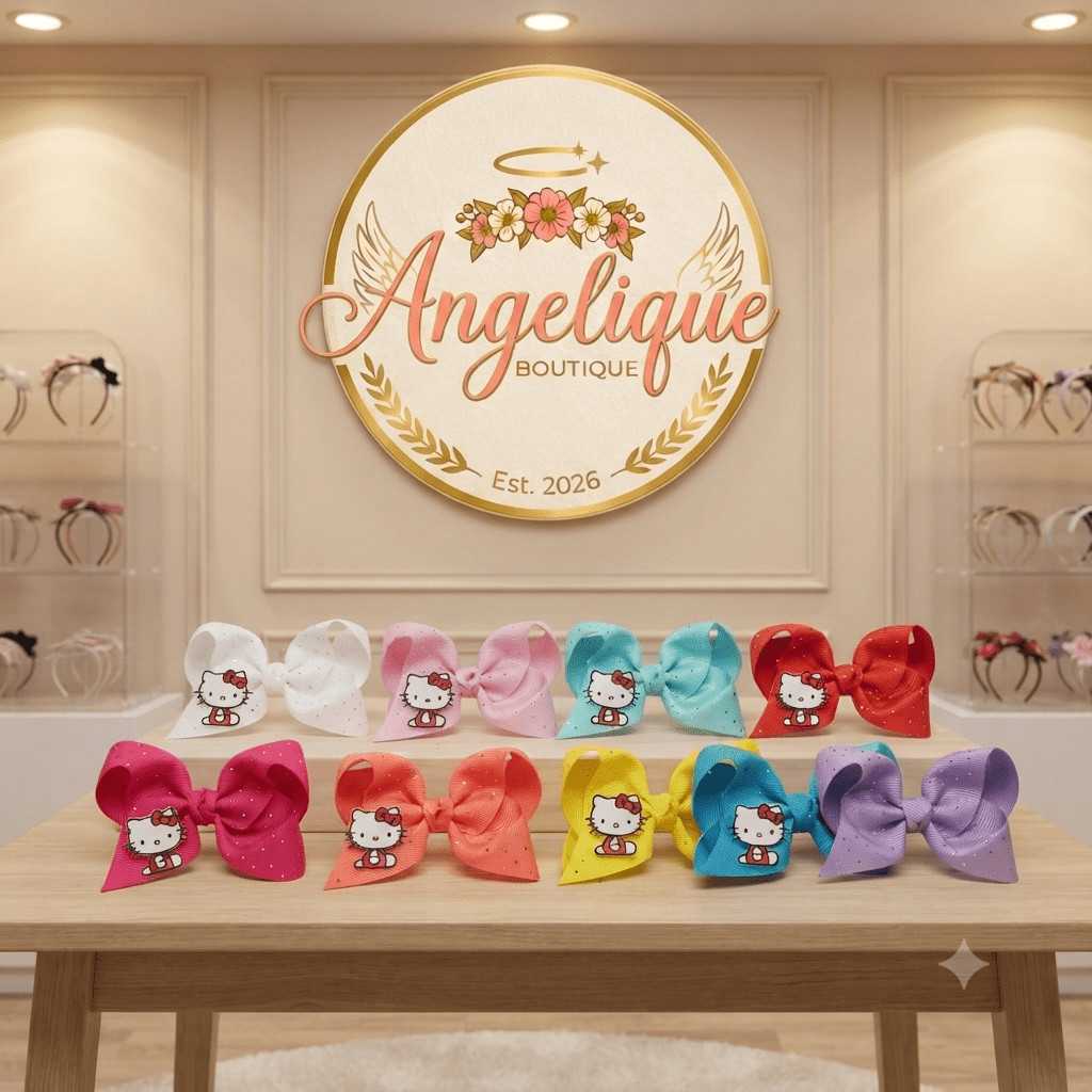 Hello Kitty Big Glitter Hair Bow for Girls - Angelique Boutique