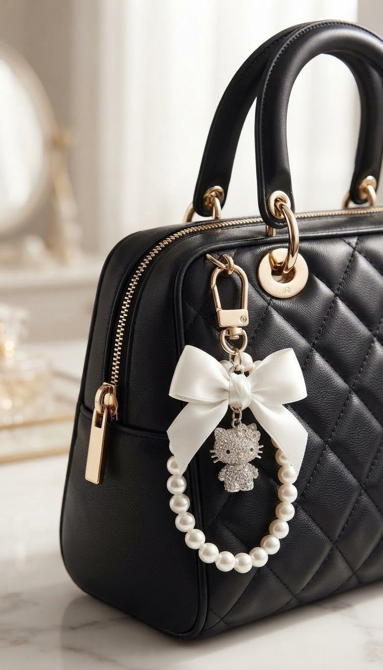 Hello Kitty Pearl Bead Keychain – Cute Kawaii Accessory - Angelique Boutique