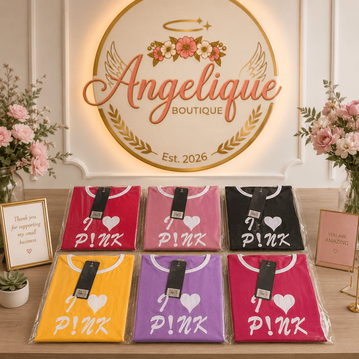 "I Love P!NK" Graphic Mini Dress – Spaghetti Strap Bodycon - Angelique Boutique