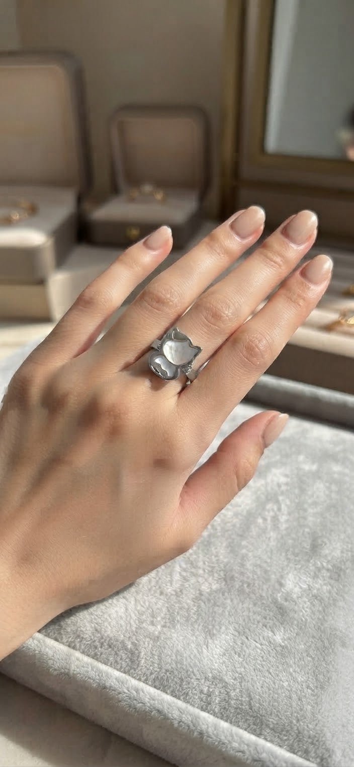 Kitty Adjustable Stainless Steel Ring – Cute Women's Jewelry - Angelique Boutique