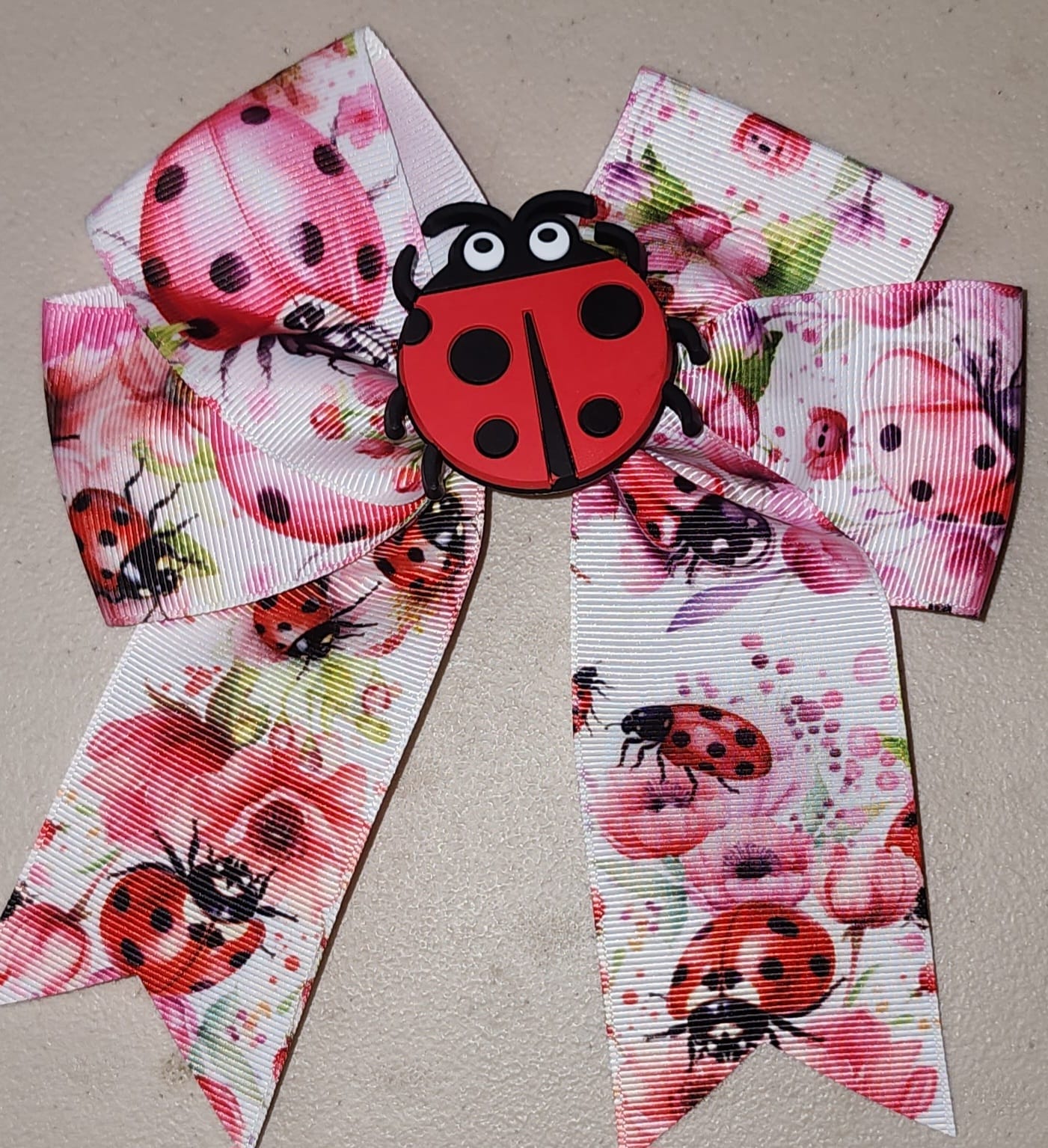 Ladybug Cheer Hair Bow Clip for Girls - Angelique Boutique