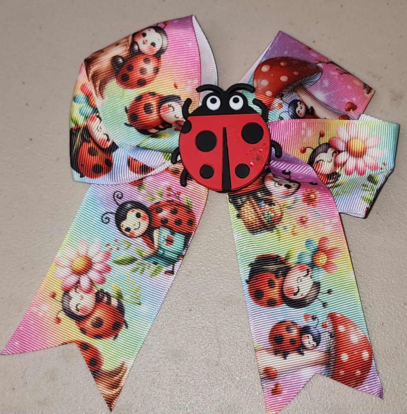 Ladybug Cheer Hair Bow Clip for Girls - Angelique Boutique