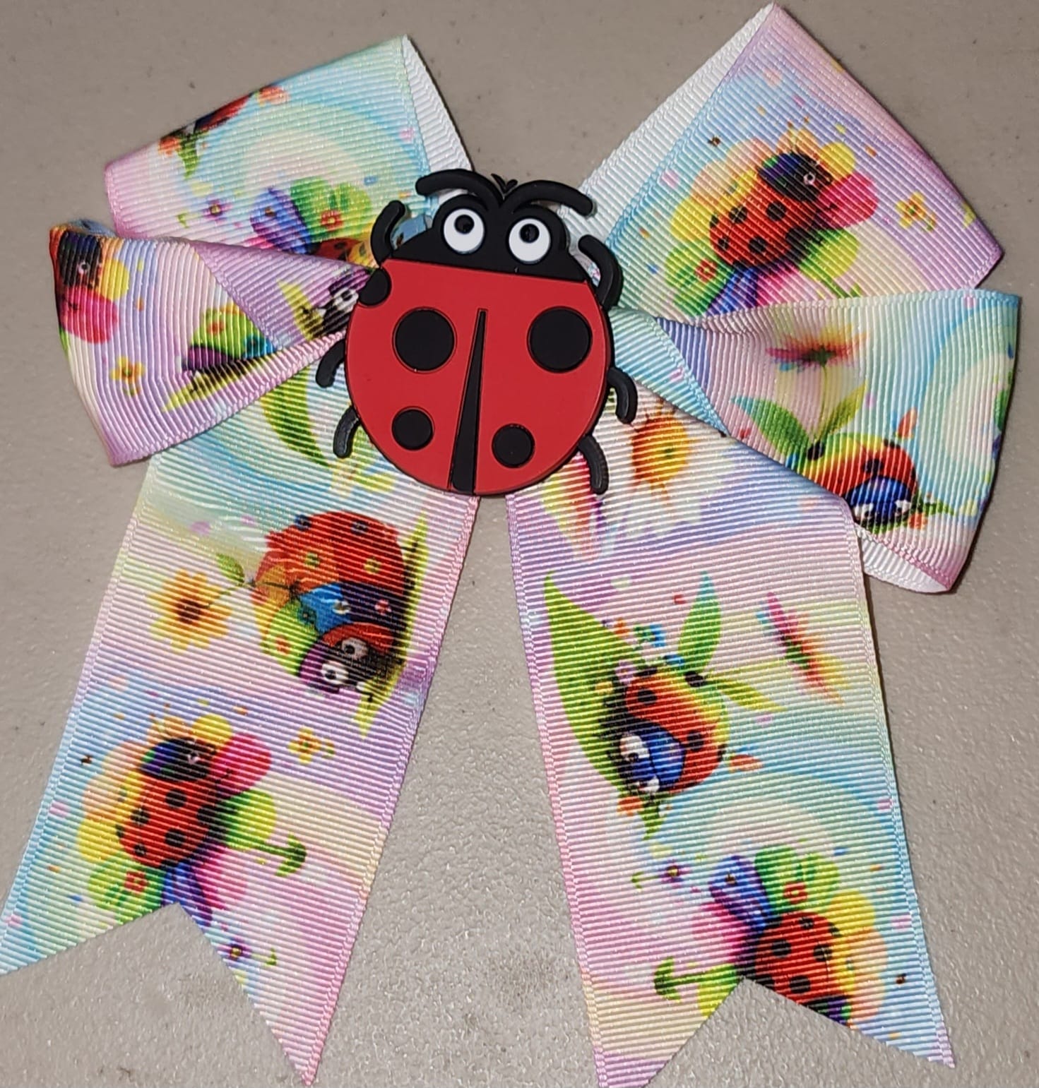 Ladybug Cheer Hair Bow Clip for Girls - Angelique Boutique