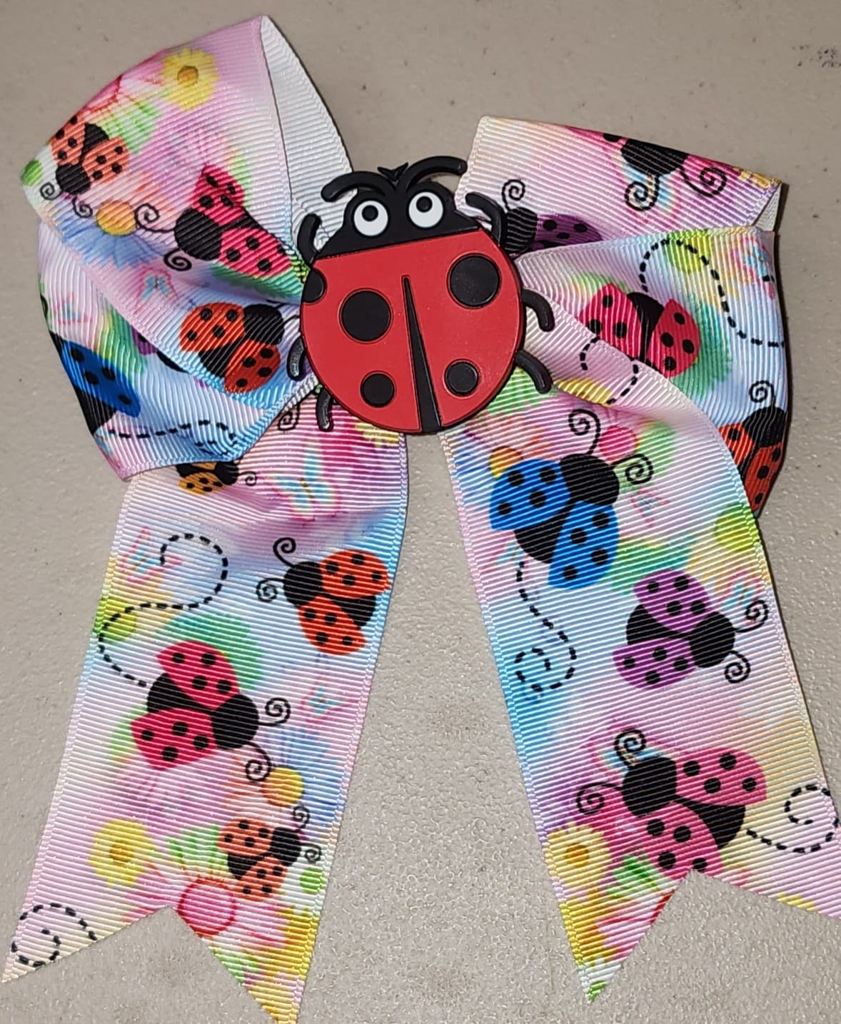 Ladybug Cheer Hair Bow Clip for Girls - Angelique Boutique