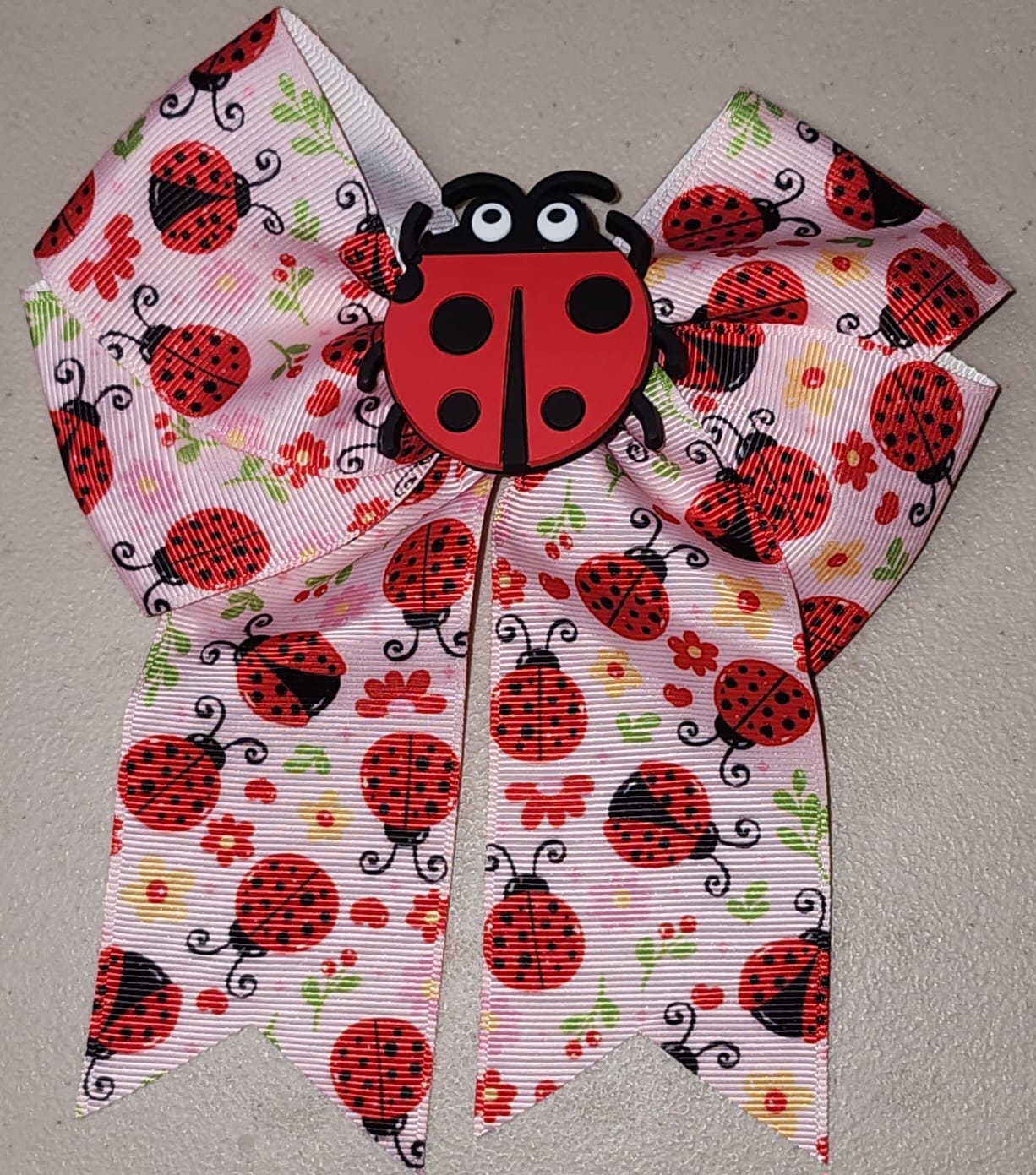 Ladybug Cheer Hair Bow Clip for Girls - Angelique Boutique