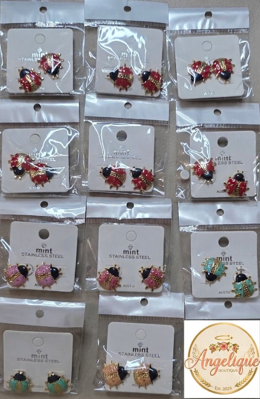 Ladybug Stainless Steel Earrings for Women – 5 Colors - Angelique Boutique