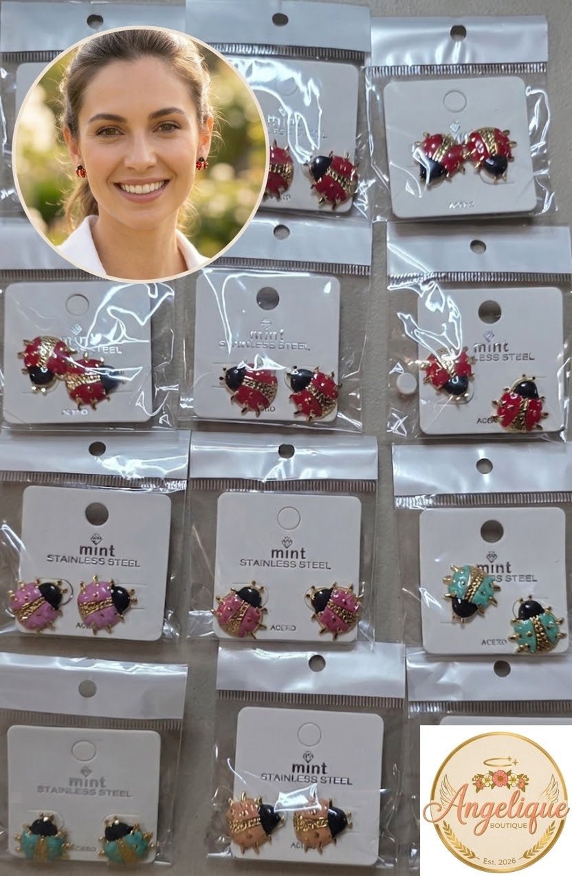 Ladybug Stainless Steel Earrings for Women – 5 Colors - Angelique Boutique