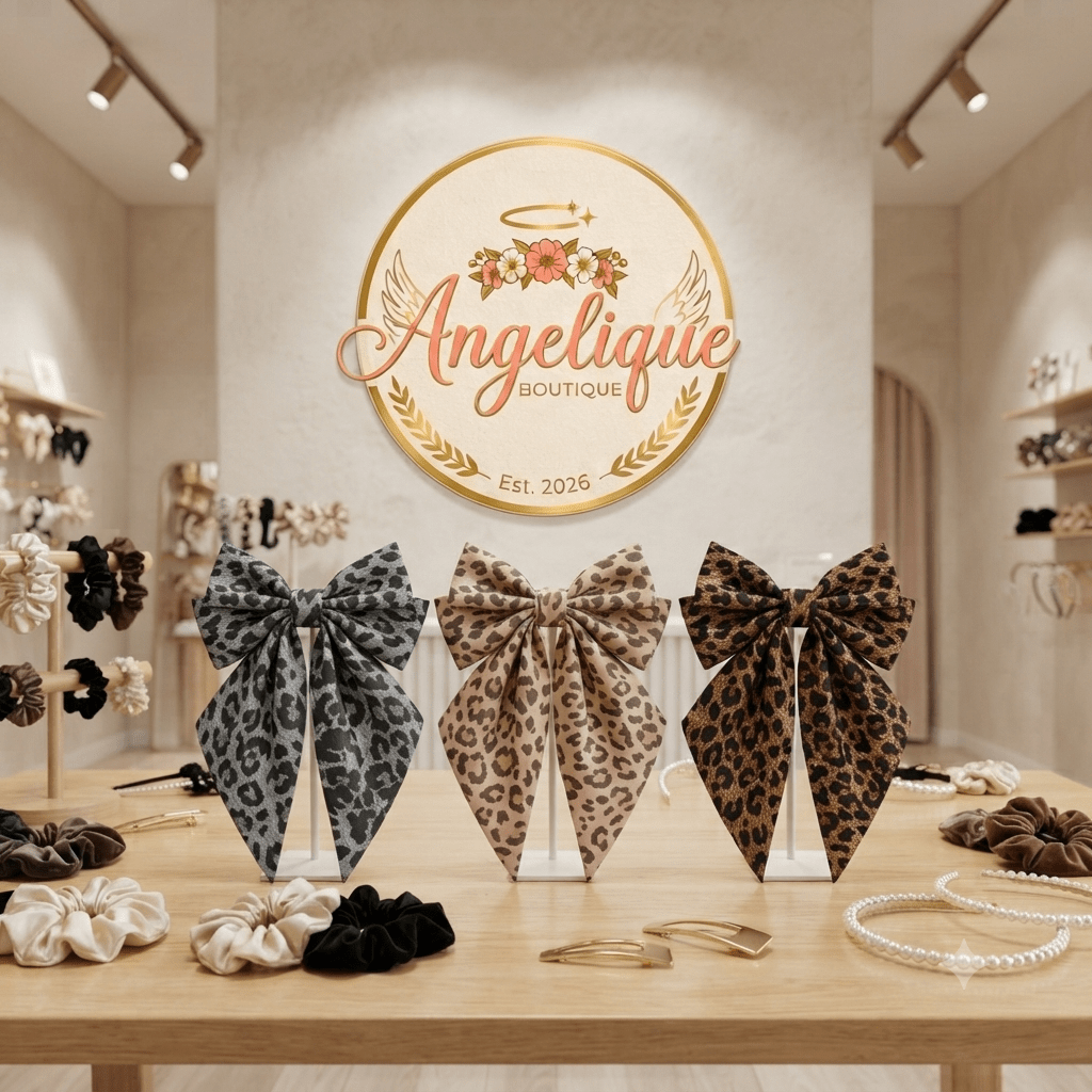 Large Animal Print Coquette Hair Bows for Women - Angelique Boutique