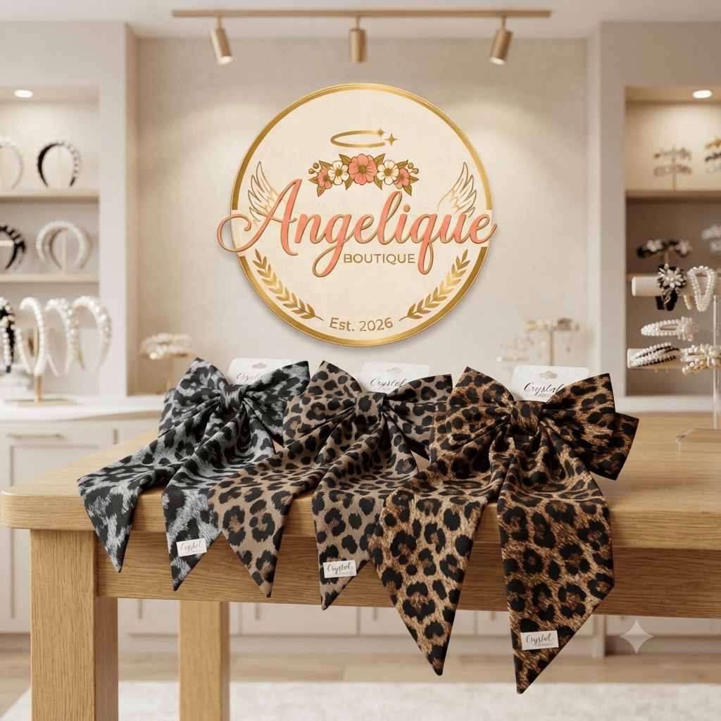Large Animal Print Coquette Hair Bows for Women - Angelique Boutique
