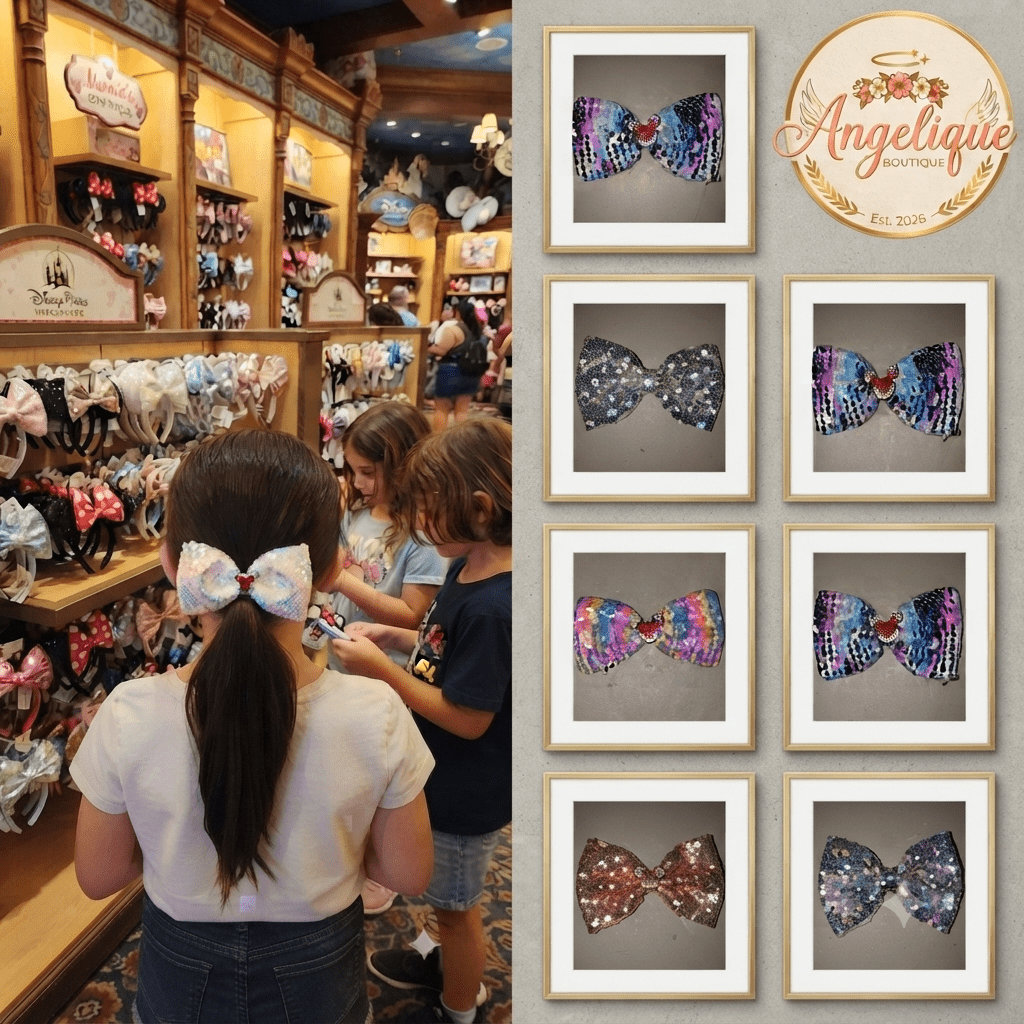 Large Sequin Mouse Ear Hair Bow for Girls