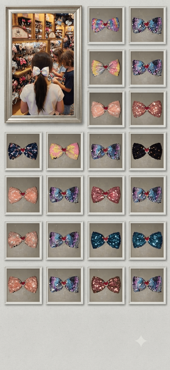 Large Sequin Mouse Ear Hair Bow for Girls