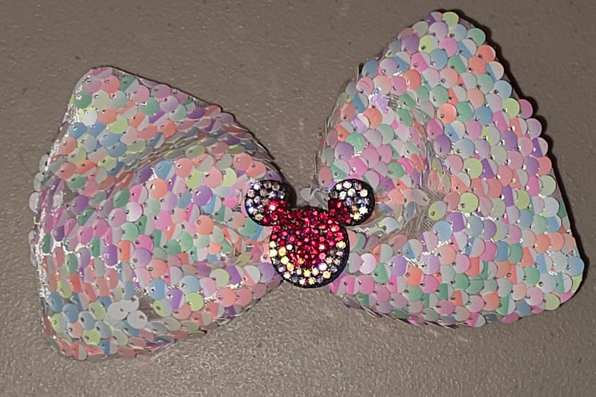 Large Sequin Mouse Ear Hair Bow for Girls