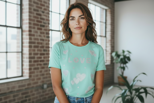 Blusa de Pedrería con Estampado LOVE | Glamour y Estilo