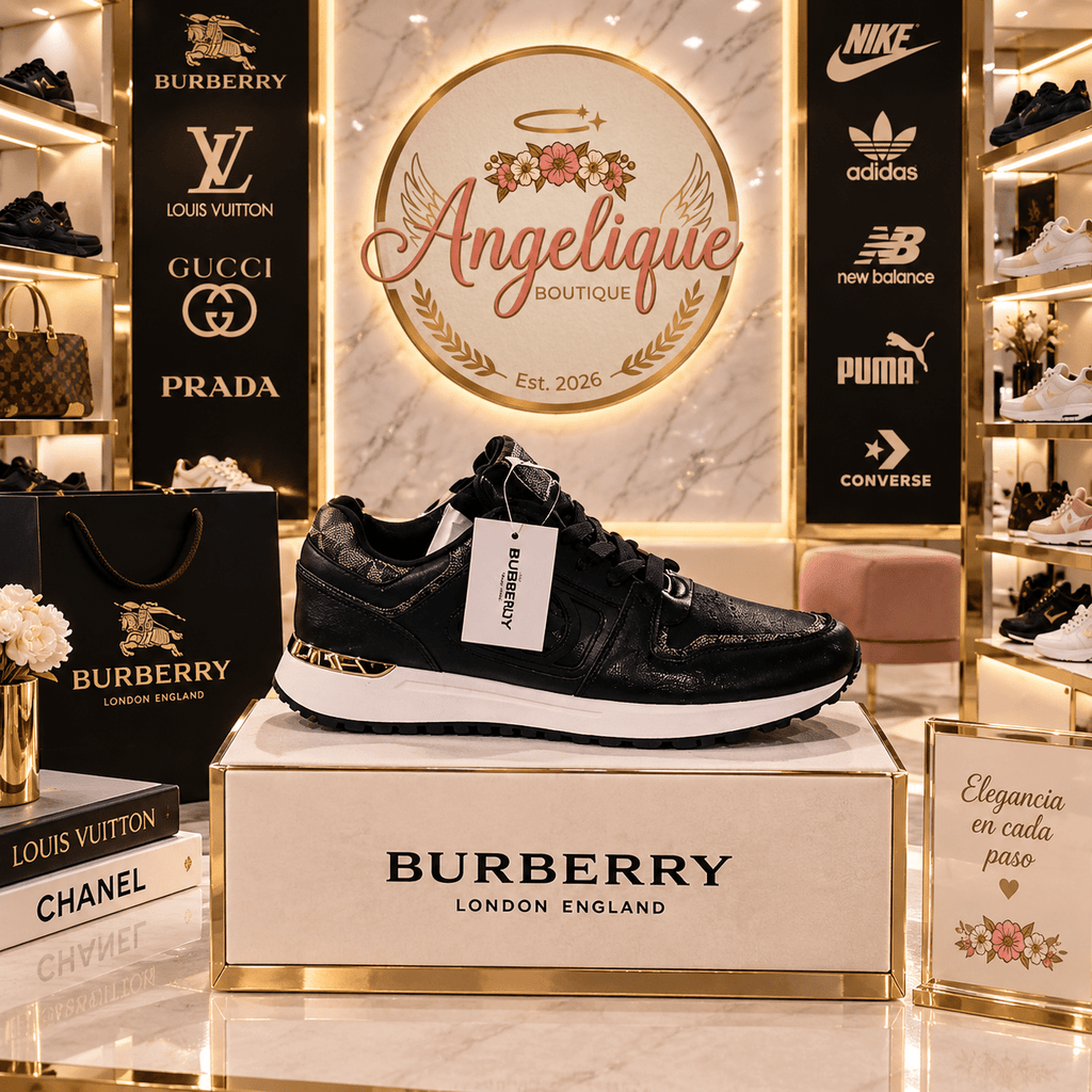 Luxury-Inspired Sneakers | White & Black | Size 10 - Angelique Boutique