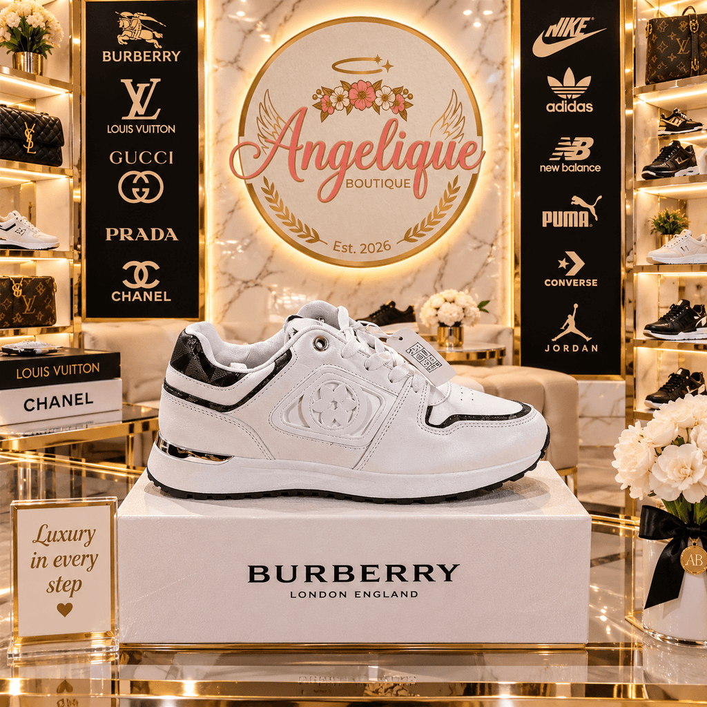 Luxury-Inspired Sneakers | White & Black | Size 10 - Angelique Boutique