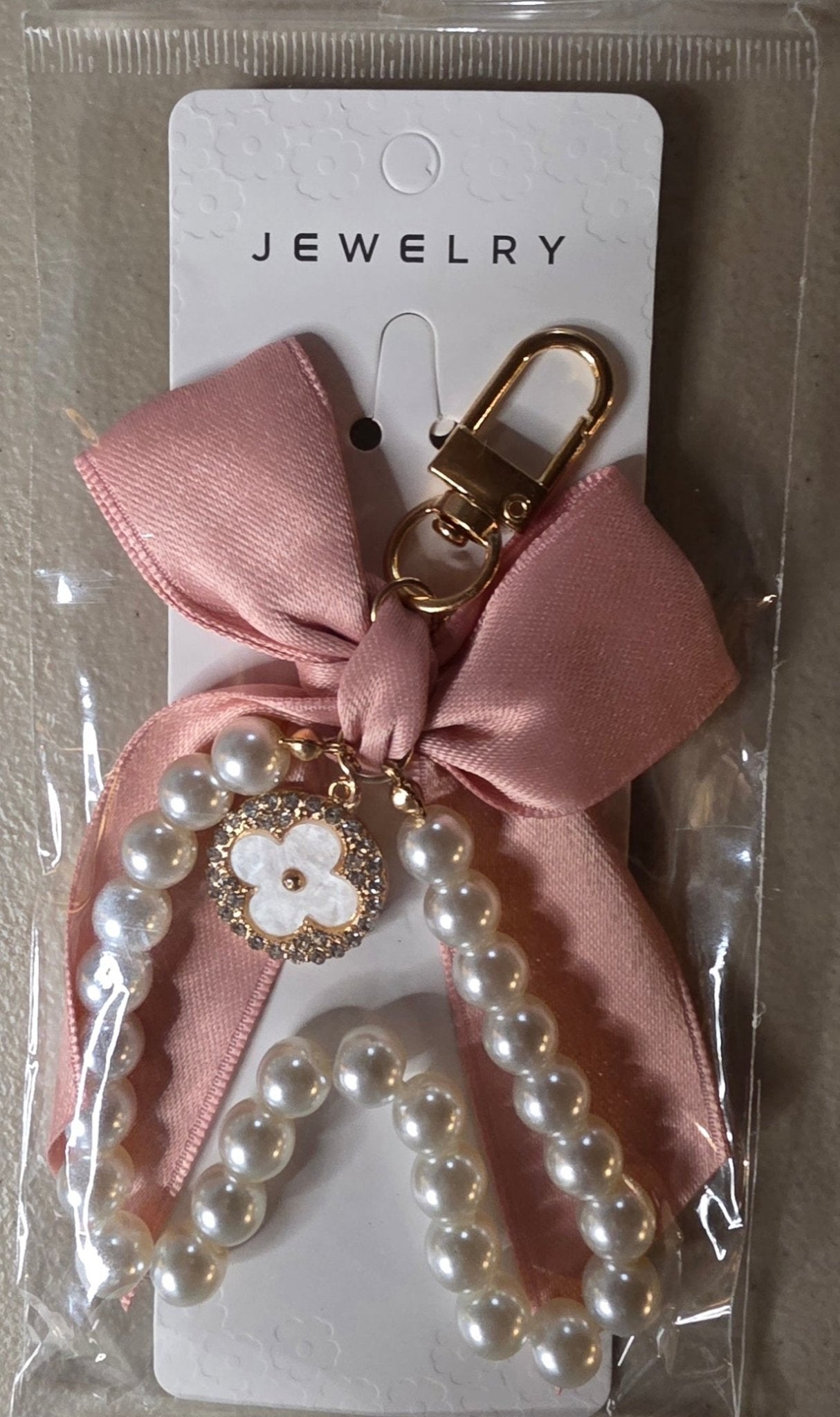 Luxury Pearl & Crystal Bead Keychain – Elegant Bag Charm - Angelique Boutique