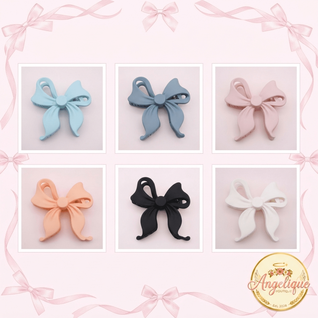 Matte Bow Hair Claw Clips – Pastel Colors for Women - Angelique Boutique