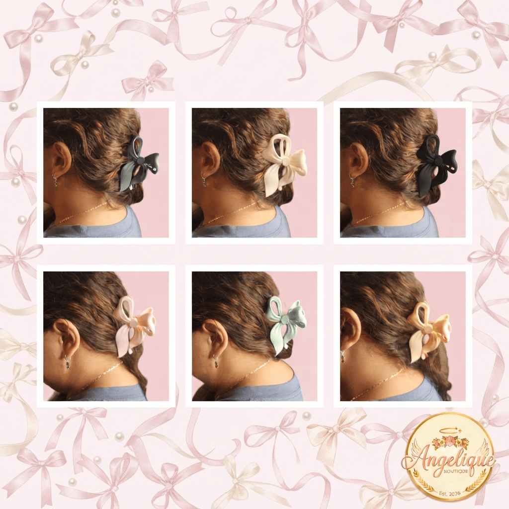 Matte Bow Hair Claw Clips – Pastel Colors for Women - Angelique Boutique