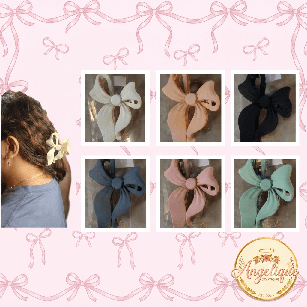 Matte Bow Hair Claw Clips – Pastel Colors for Women - Angelique Boutique