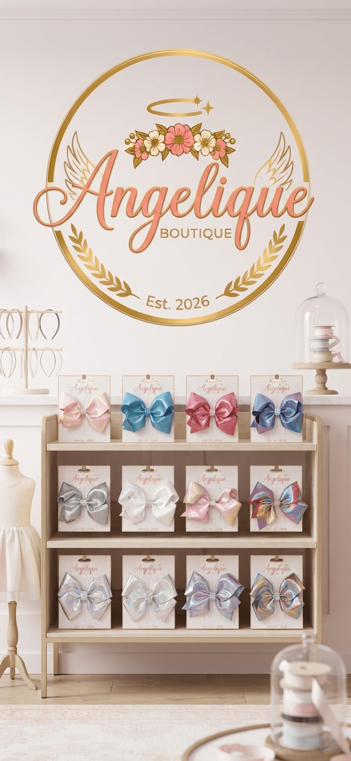 Metallic Holographic Hair Bows with Rhinestones