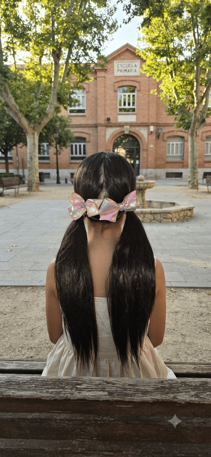 Metallic Holographic Hair Bows with Rhinestones